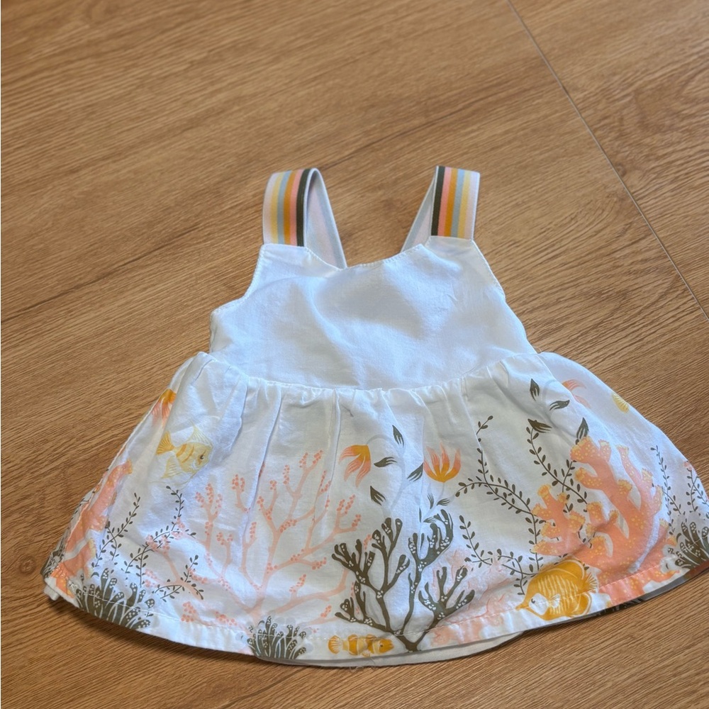 Cynthia Rowley White Baby Dress with Striped Accents